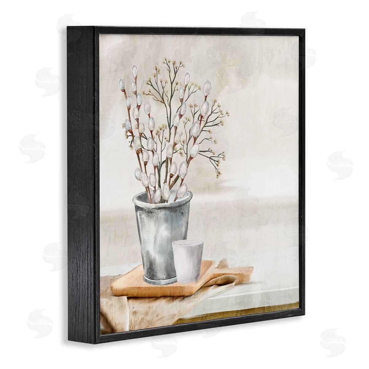 Pussy Willow Still Life Black Frame Print Wall Art, Home Decor by Ann Bailey