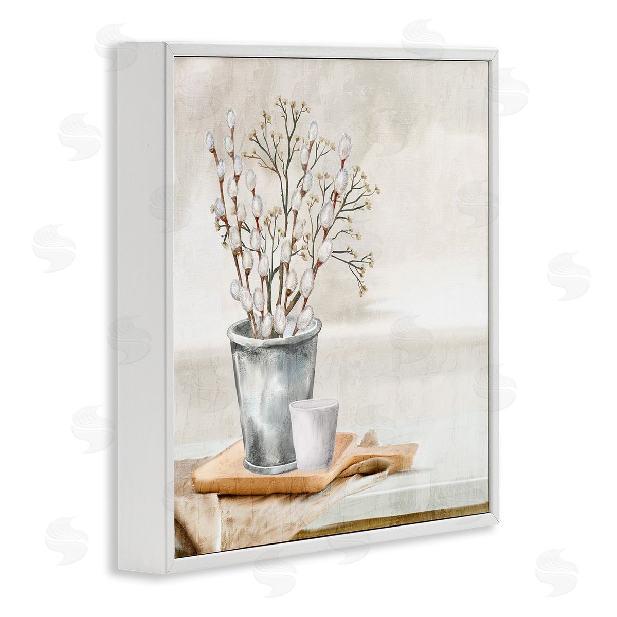 Pussy Willow Still Life White Frame Print Wall Art, Home Decor by Ann Bailey