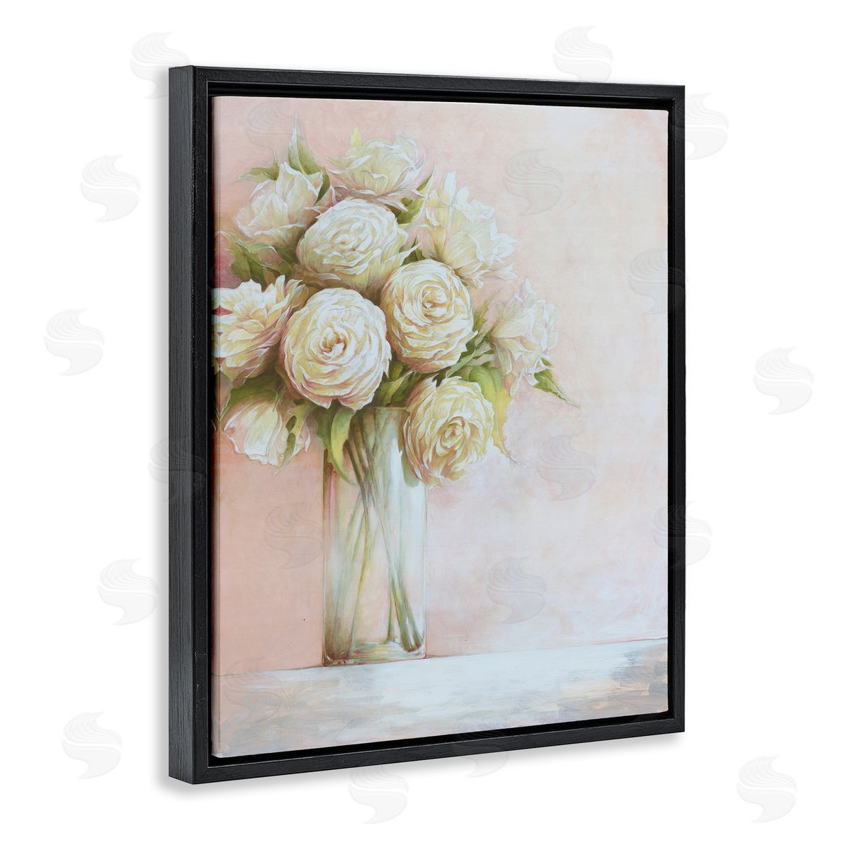 Romantic Roses Bouquet Black Floating Frame Canvas Wall Art, Home Decor by Cloverfield and Co.