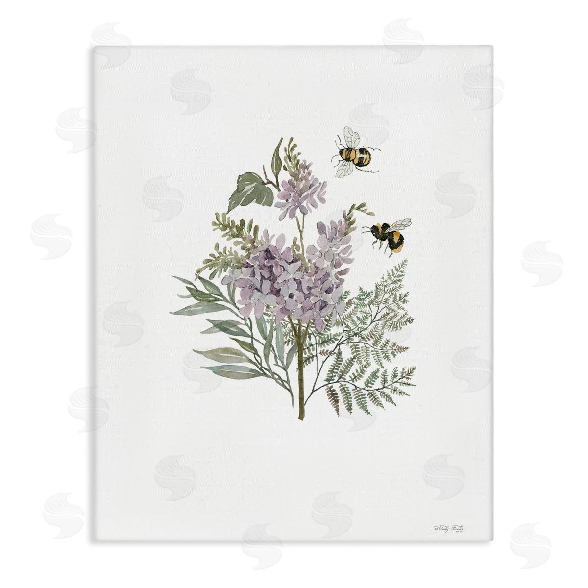 Lilacs and Bumble Bees Canvas Wall Art, Home Decor by Cindy Jacobs