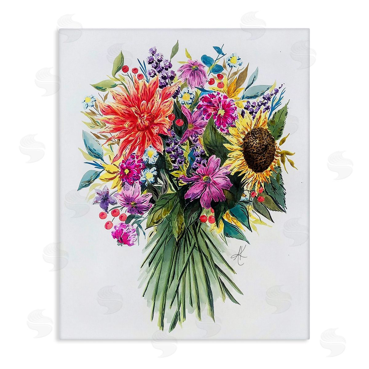 Bright Wildflower Bouquet Canvas Wall Art, Home Decor by Alexandria Gilbert Kincaid