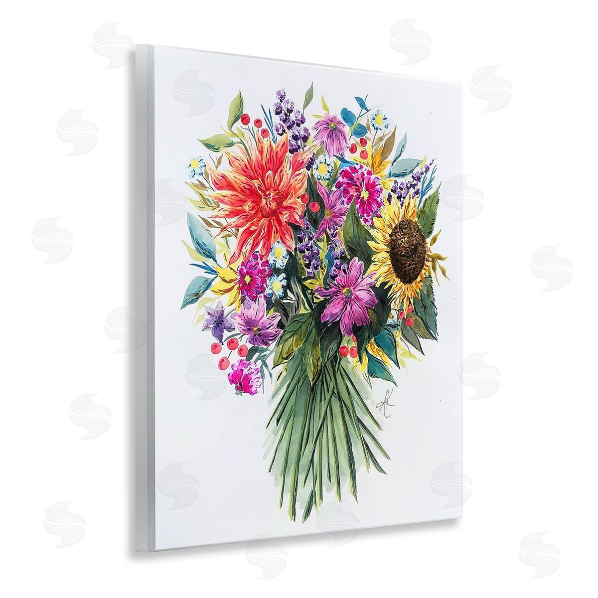 Bright Wildflower Bouquet Wood Plaque Wall Art, Home Decor by Alexandria Gilbert Kincaid