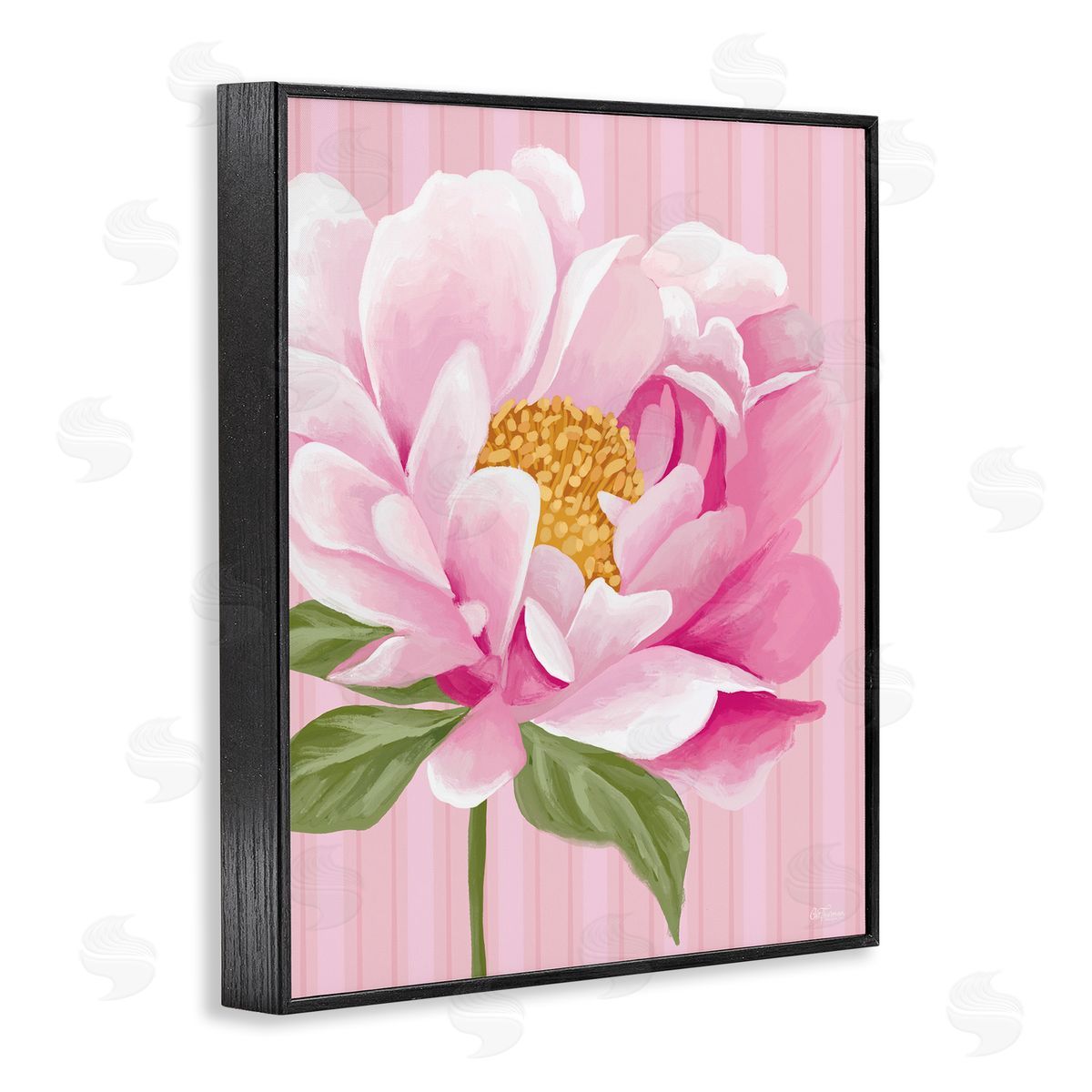 Pink Carnation Bloom Black Frame Print Wall Art, Home Decor by Cat Thurman Designs