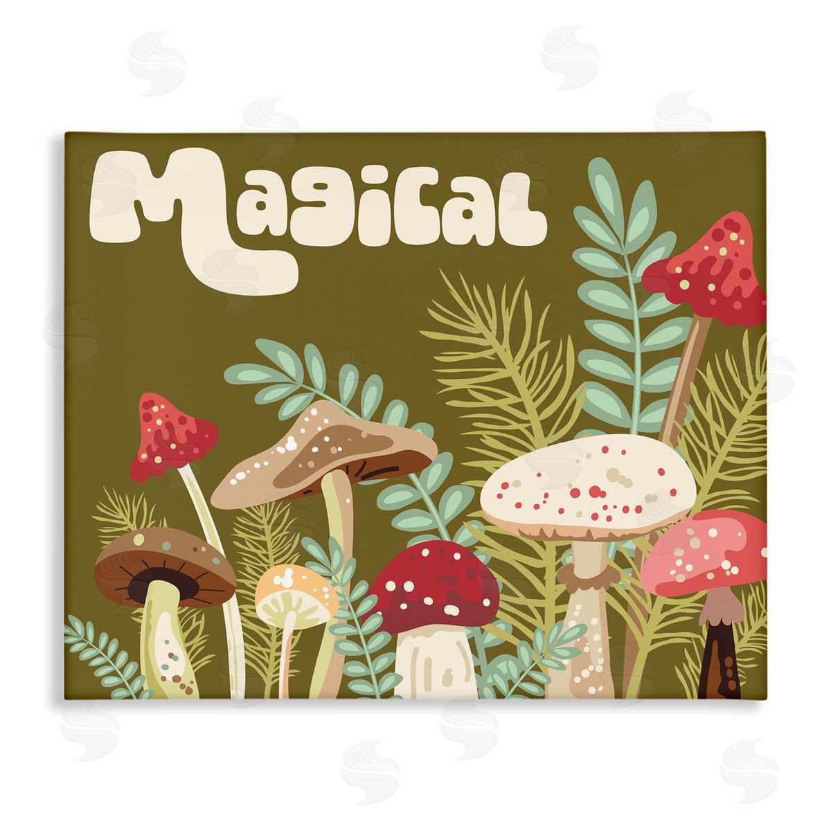 Magical Botanical Mushrooms Canvas Wall Art, Home Decor by Diane Labombarbe