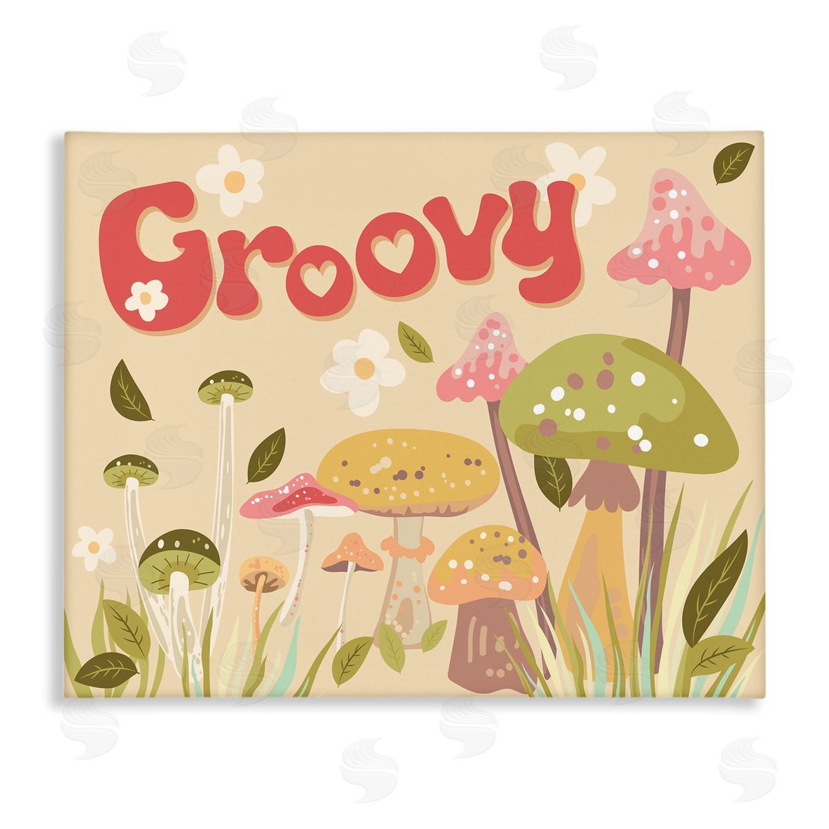 Groovy Botanical Mushrooms Canvas Wall Art, Home Decor by Diane Labombarbe