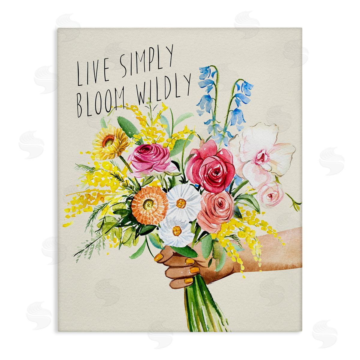Live Simply Bloom Wildly Canvas Wall Art, Home Decor by Enya Todd