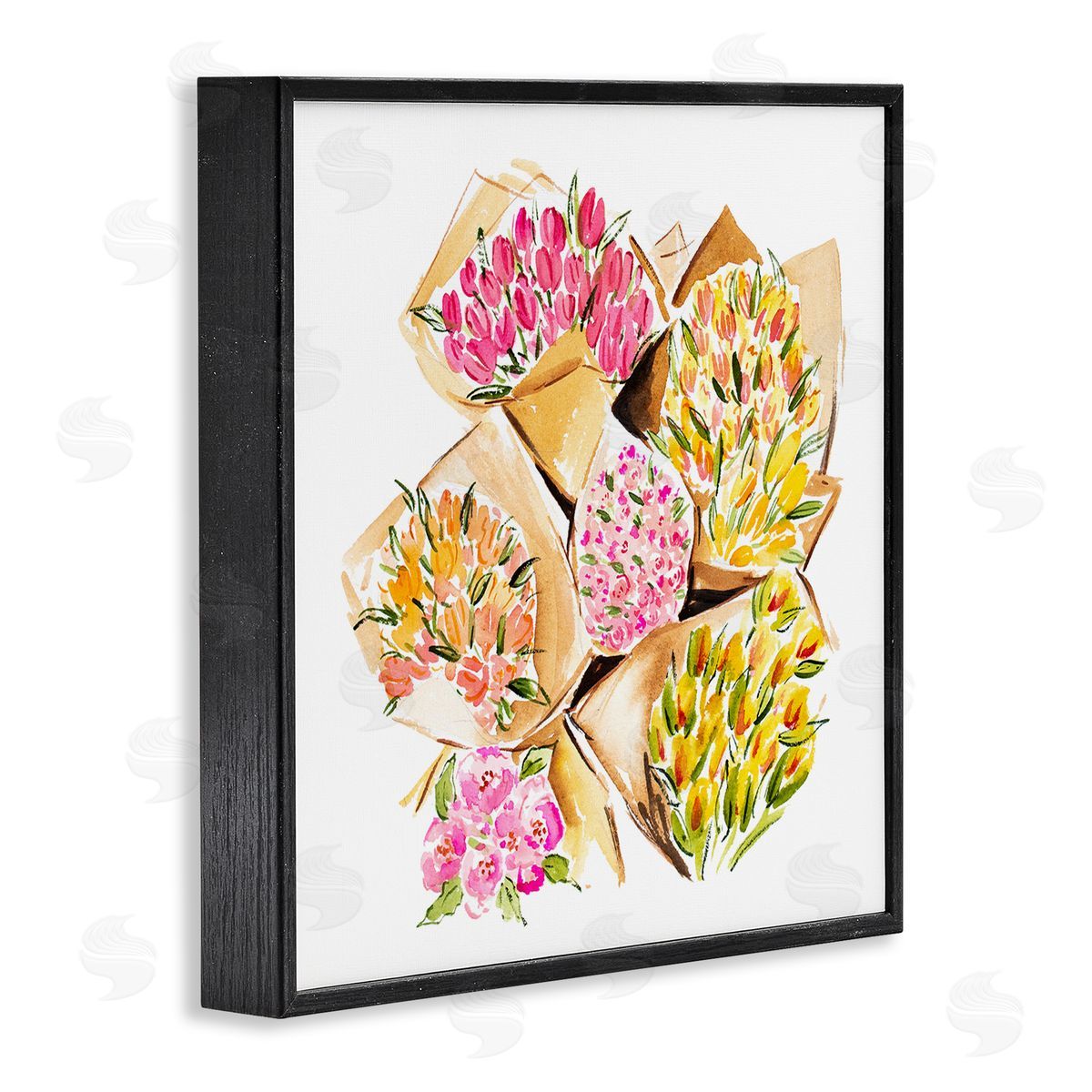 Bundle of Bouquets Black Frame Print Wall Art, Home Decor by Enya Todd