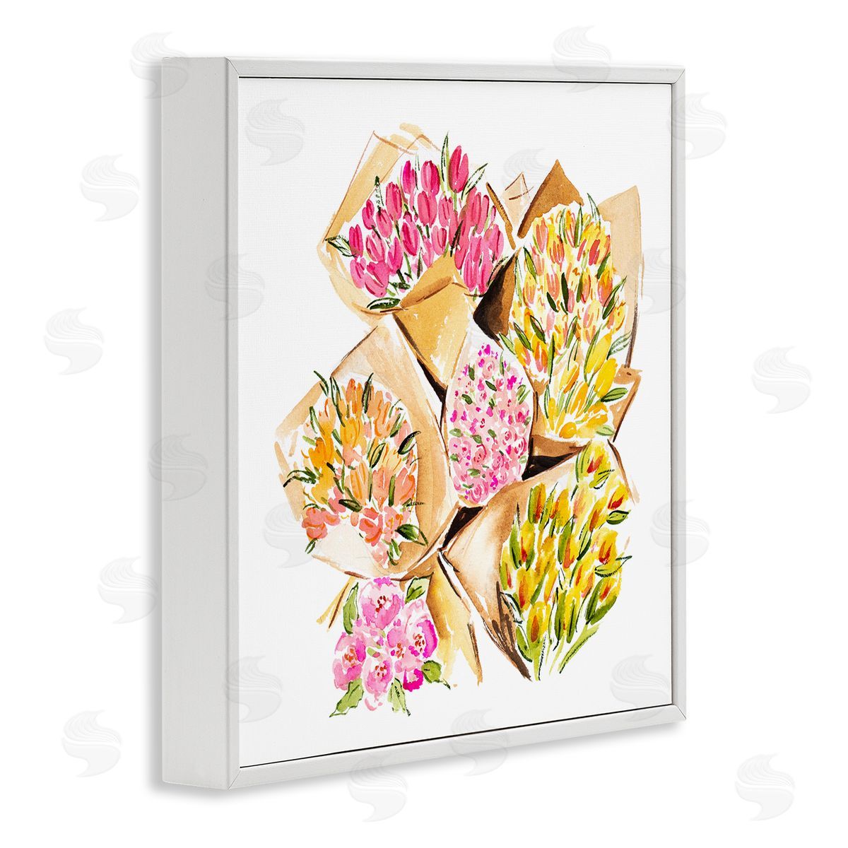 Bundle of Bouquets White Frame Print Wall Art, Home Decor by Enya Todd