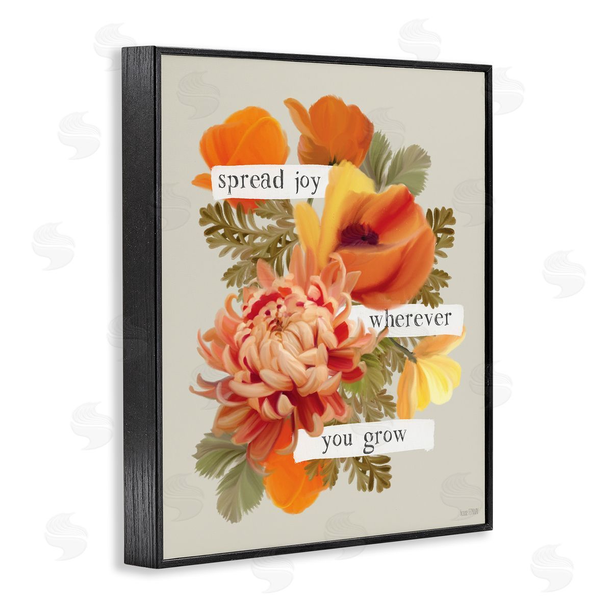 Spread Joy Flowers Black Frame Print Wall Art, Home Decor by House Fenway