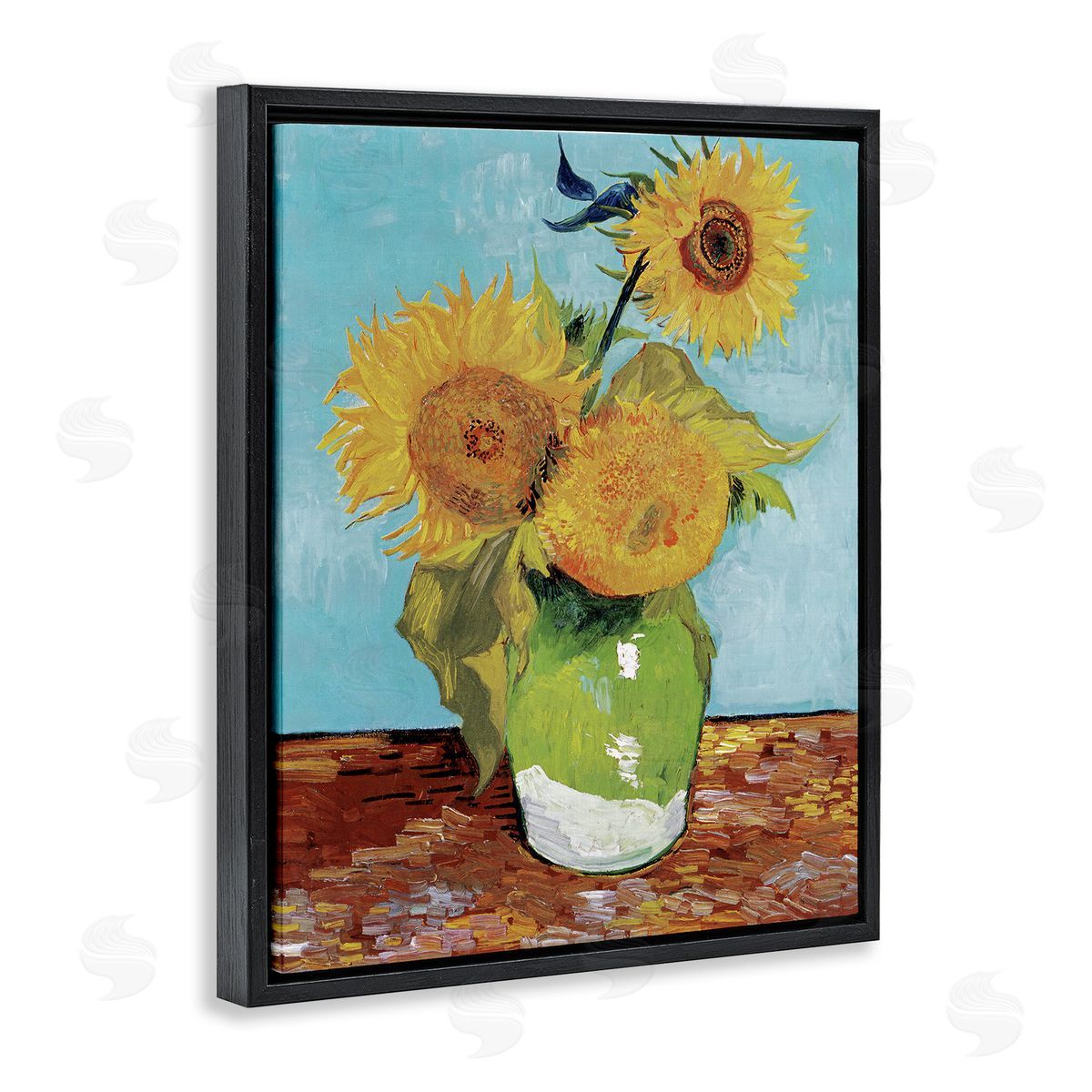 Van Gogh Sunflowers Black Floating Frame Canvas Wall Art, Home Decor by Andrea Haase