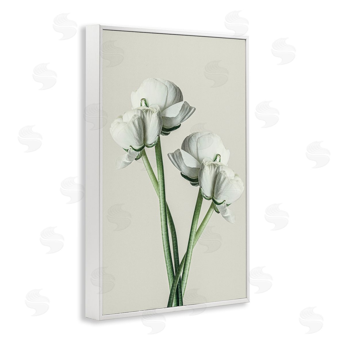 White Flower Bundle White Frame Print Wall Art, Home Decor by Incado