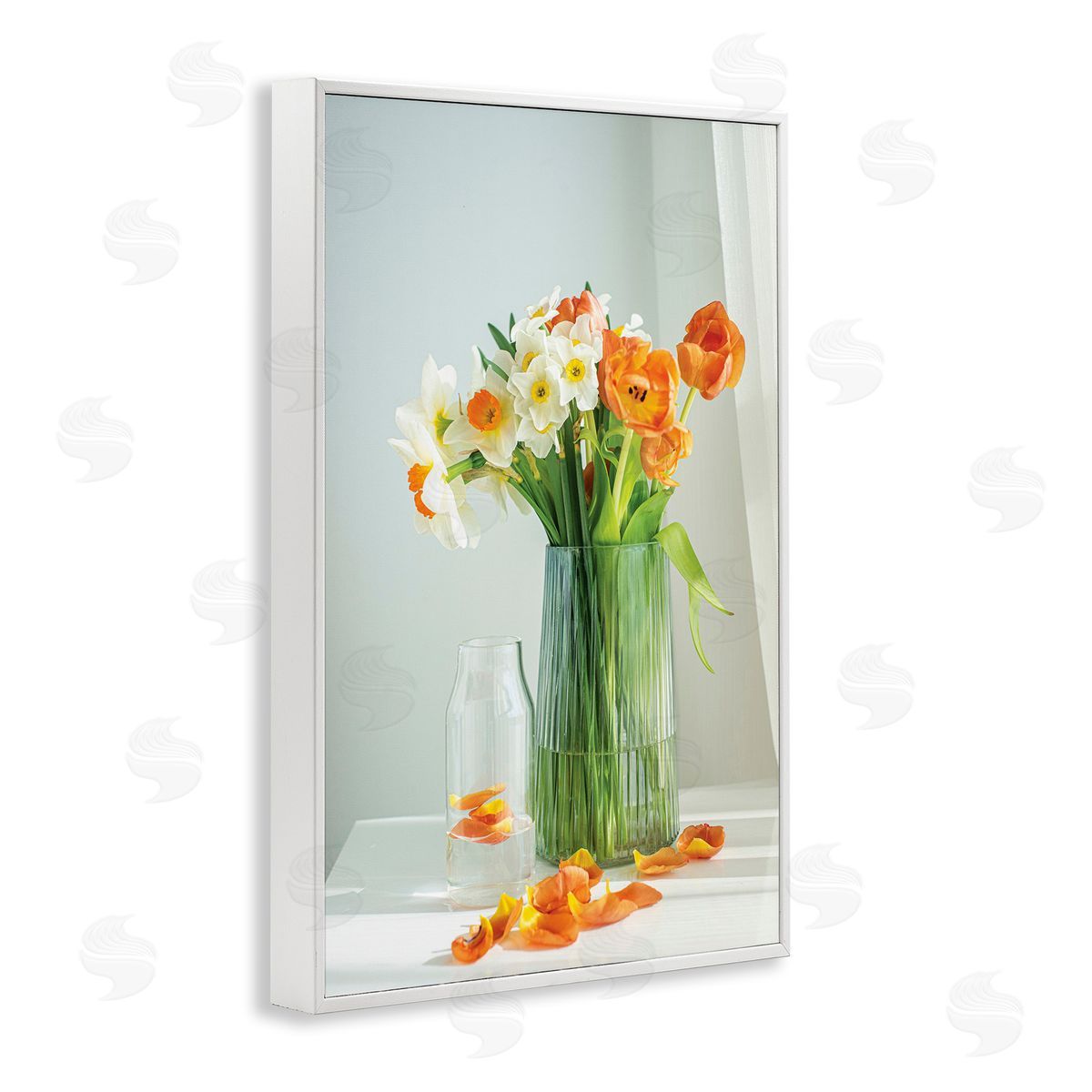 Daffodil Still Life White Frame Print Wall Art, Home Decor by Incado