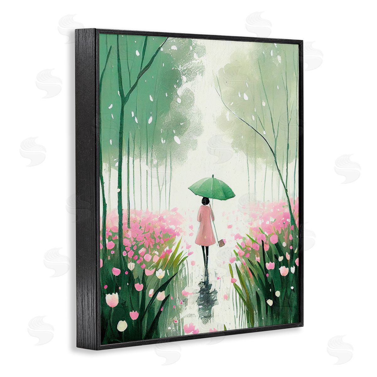 Nature Stroll in Rain Black Frame Print Wall Art, Home Decor by Incado