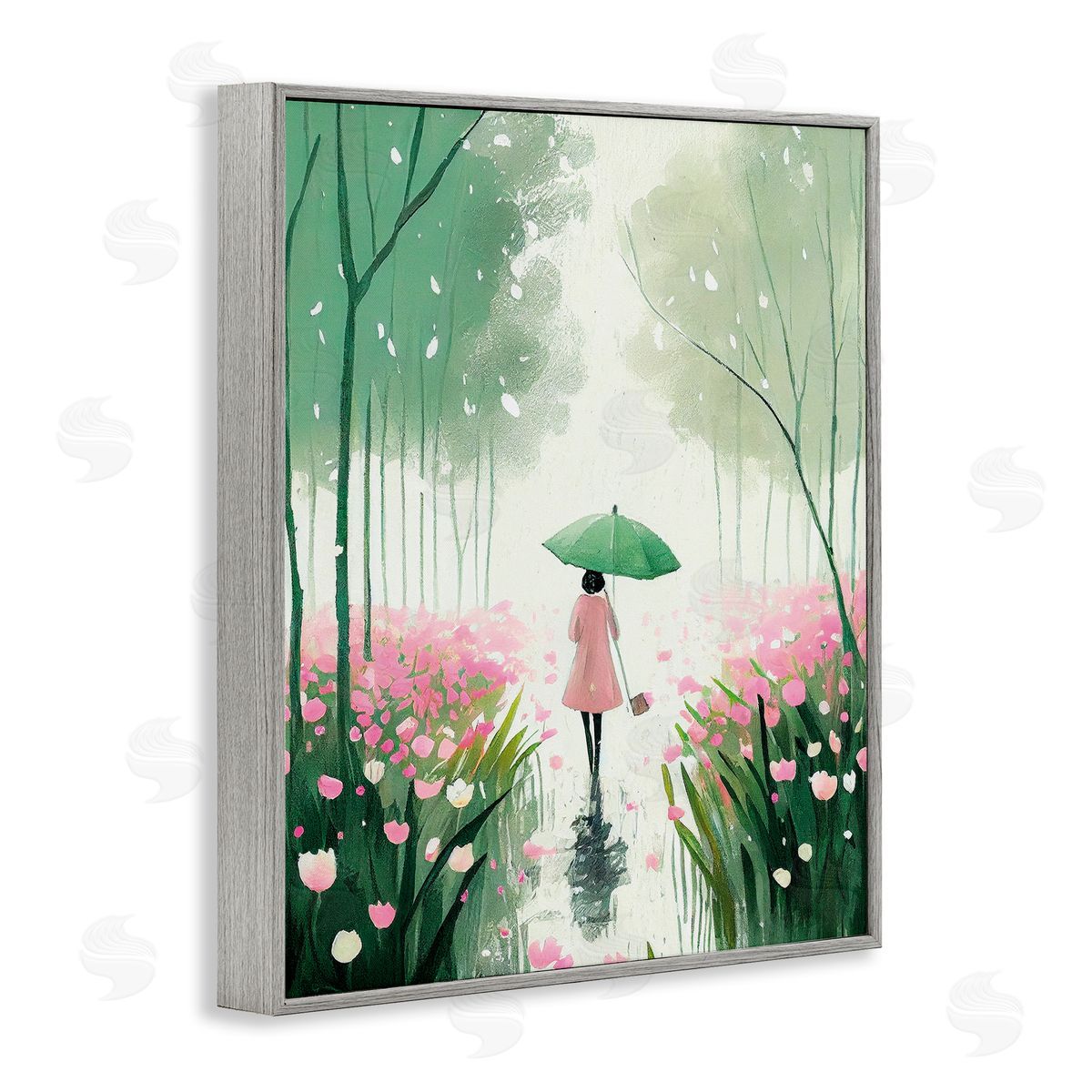Nature Stroll in Rain Grey Frame Print Wall Art, Home Decor by Incado