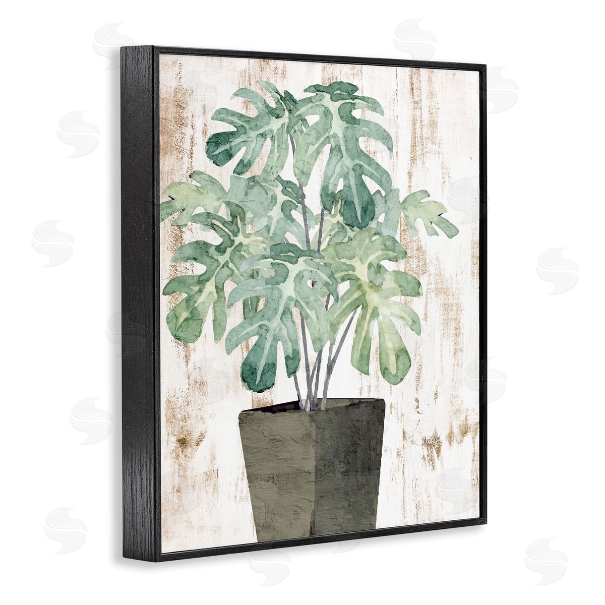 Flower Pot Greenery Black Frame Print Wall Art, Home Decor by Kim Allen