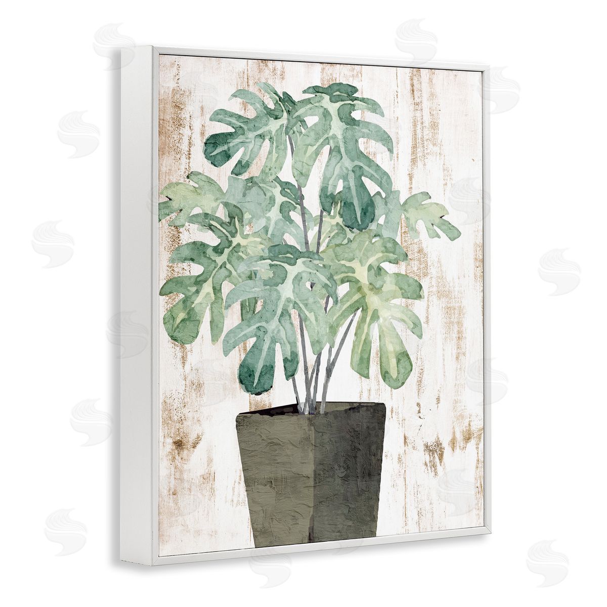Flower Pot Greenery White Frame Print Wall Art, Home Decor by Kim Allen