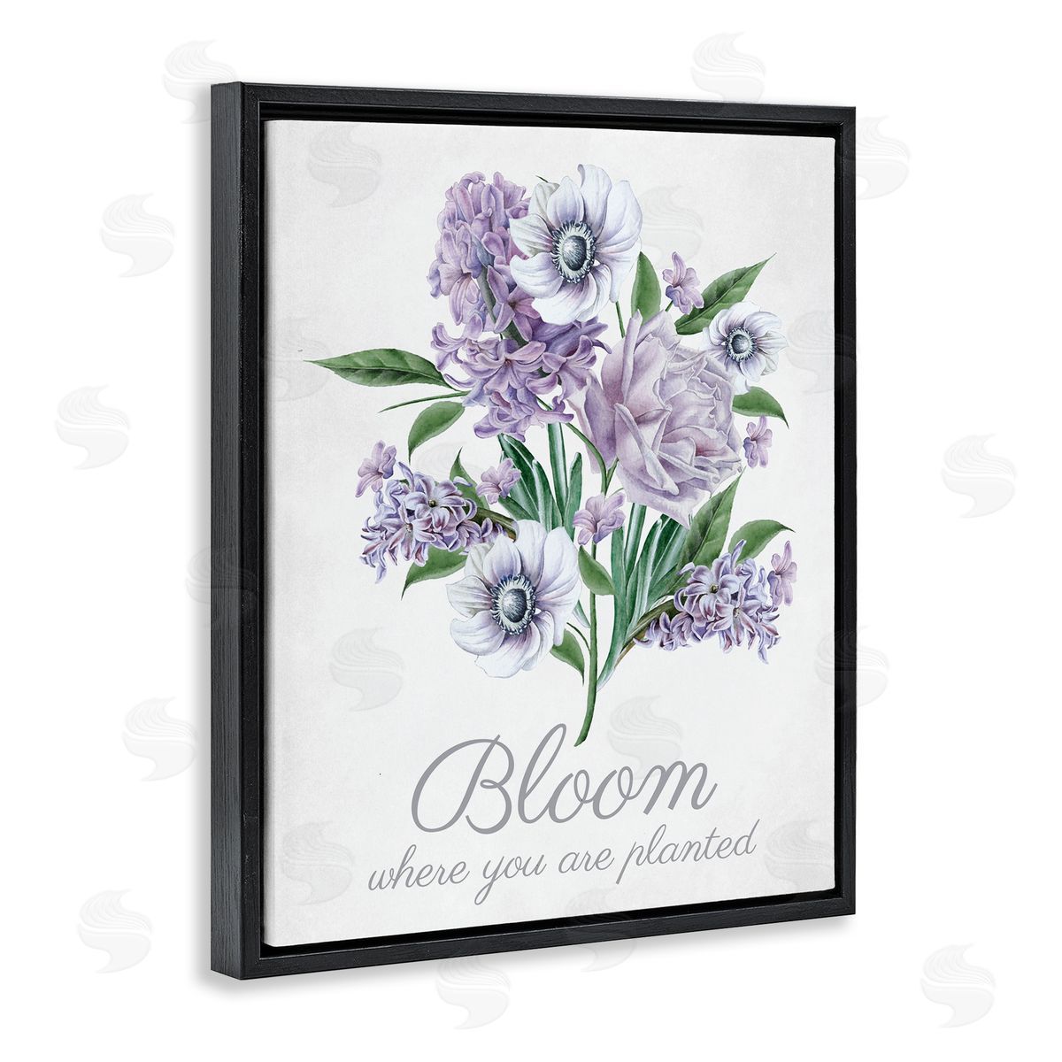 Vintage Bloom Phrase Black Floating Frame Canvas Wall Art, Home Decor by Lettered and Lined