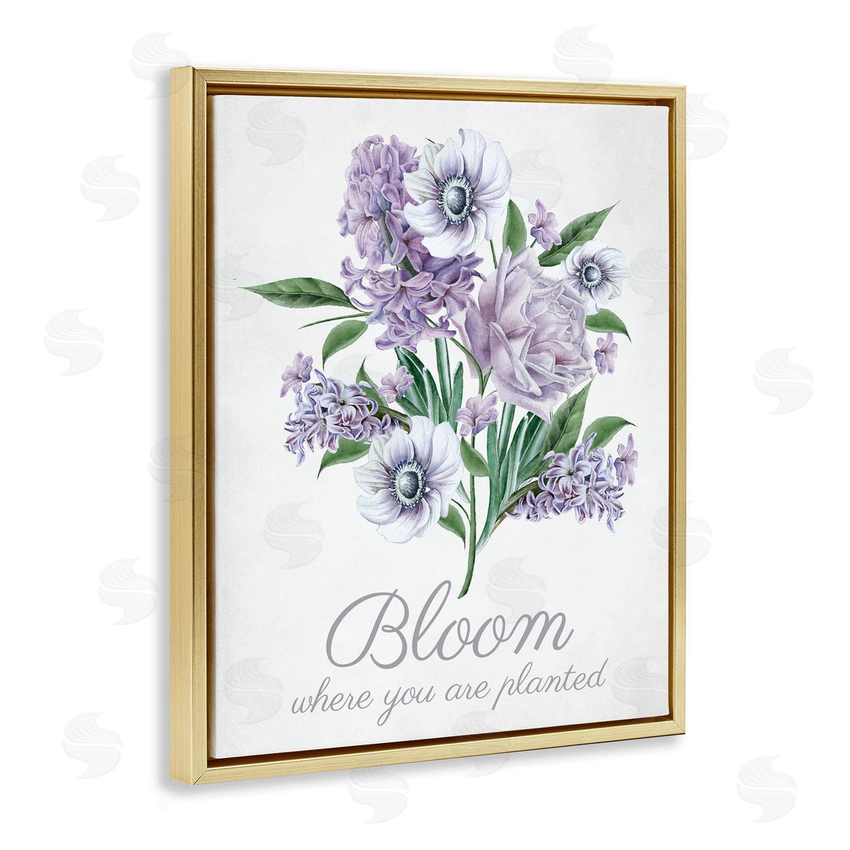 Vintage Bloom Phrase Gold Floating Frame Canvas Wall Art, Home Decor by Lettered and Lined