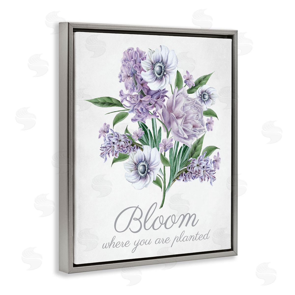 Vintage Bloom Phrase Grey Floating Frame Canvas Wall Art, Home Decor by Lettered and Lined