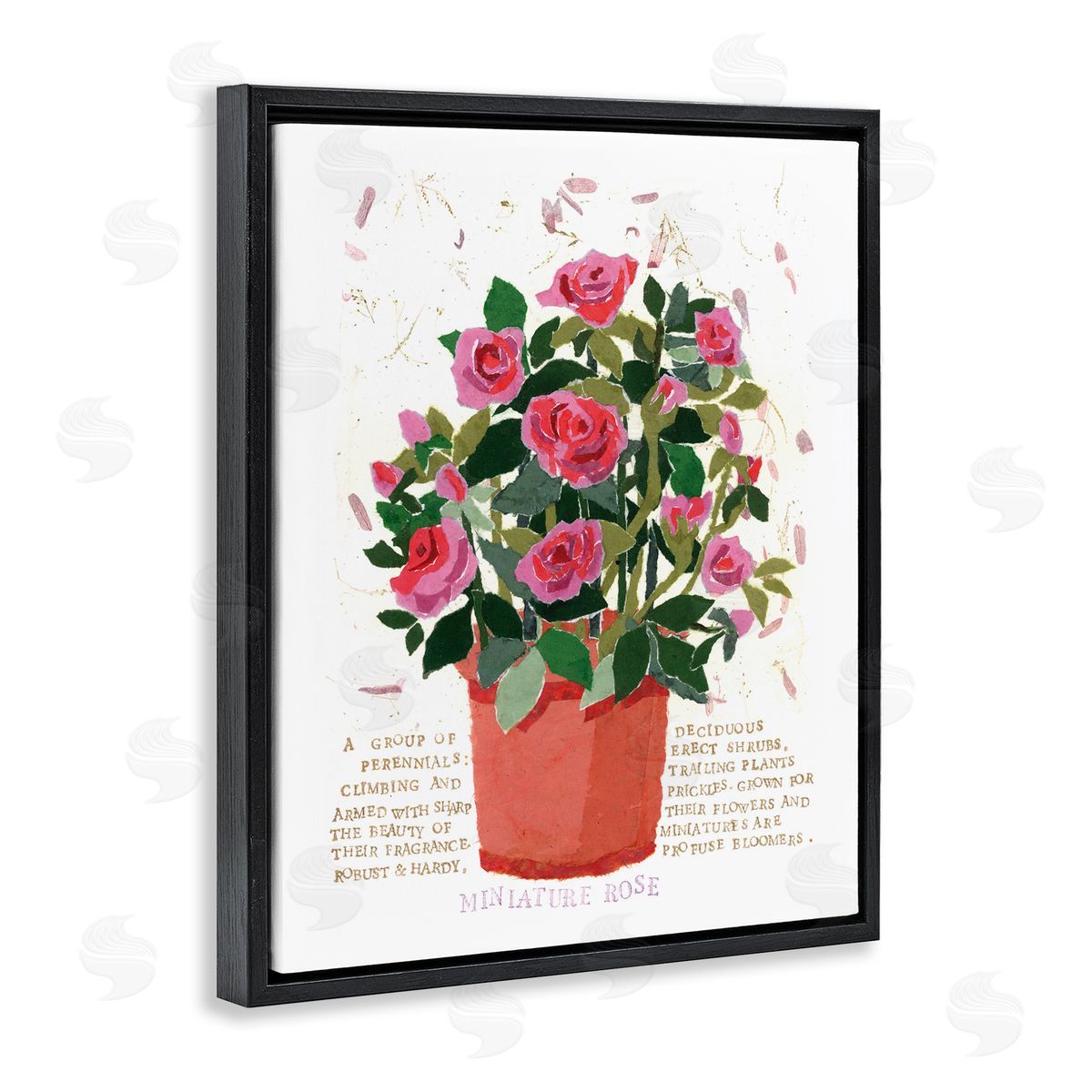 Mini Roses Bouquet Black Floating Frame Canvas Wall Art, Home Decor by Nancy Overton