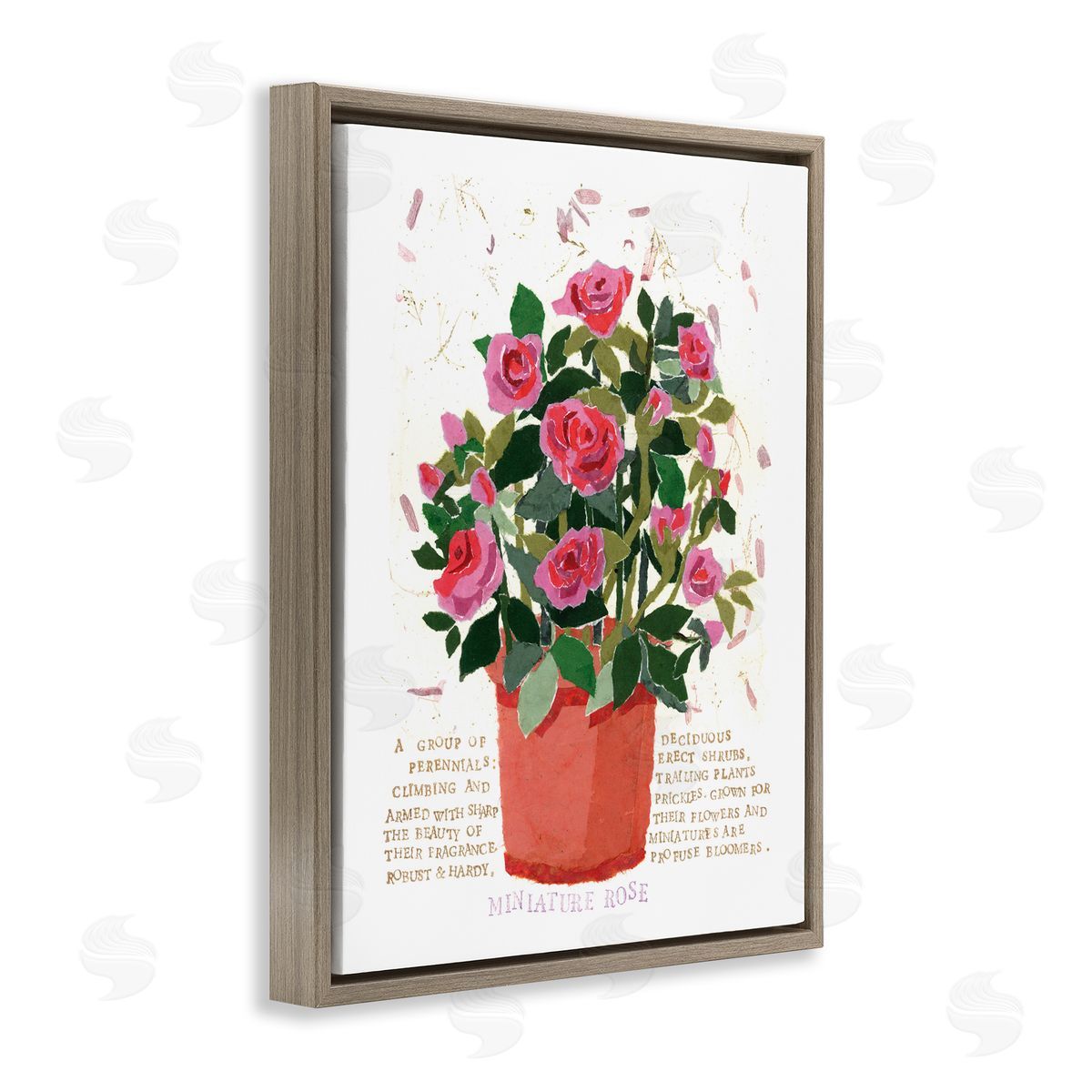 Mini Roses Bouquet Brown Floating Frame Canvas Wall Art, Home Decor by Nancy Overton