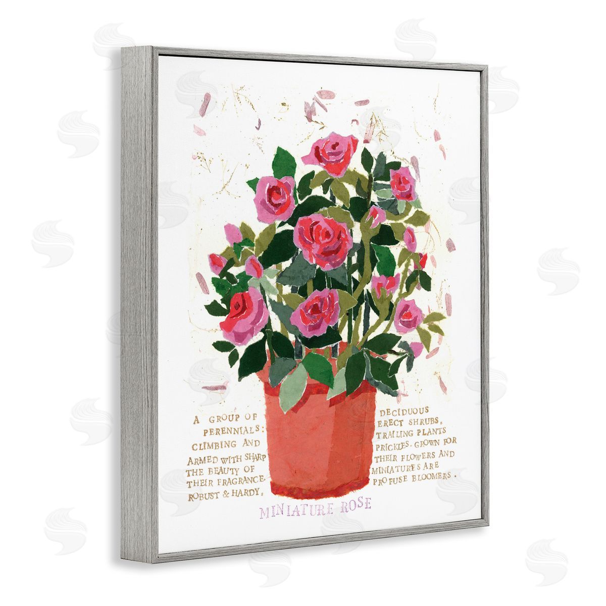 Mini Roses Bouquet Grey Frame Print Wall Art, Home Decor by Nancy Overton
