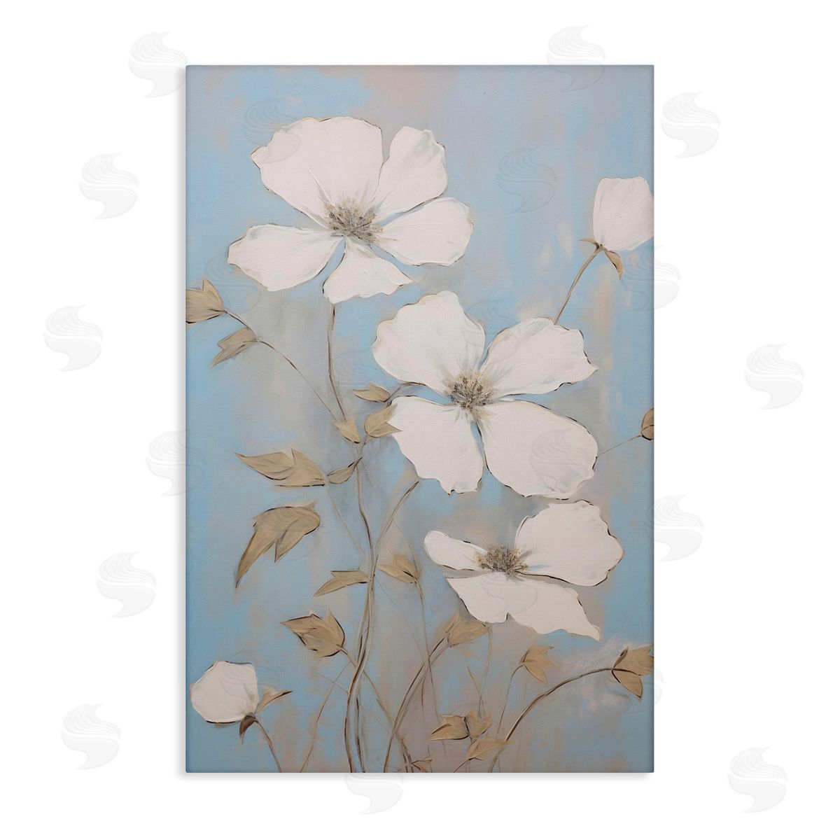 White Petal Flowers Canvas Wall Art, Home Decor by Petals Prints Design
