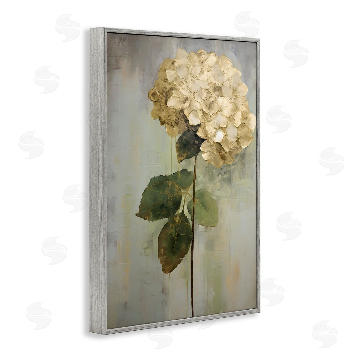 Single Distressed Hydrangea Grey Frame Print Wall Art, Home Decor by Petals Prints Design