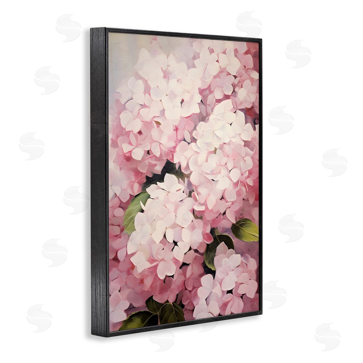 Blush Pink Hydrangeas Black Frame Print Wall Art, Home Decor by Petals Prints Design