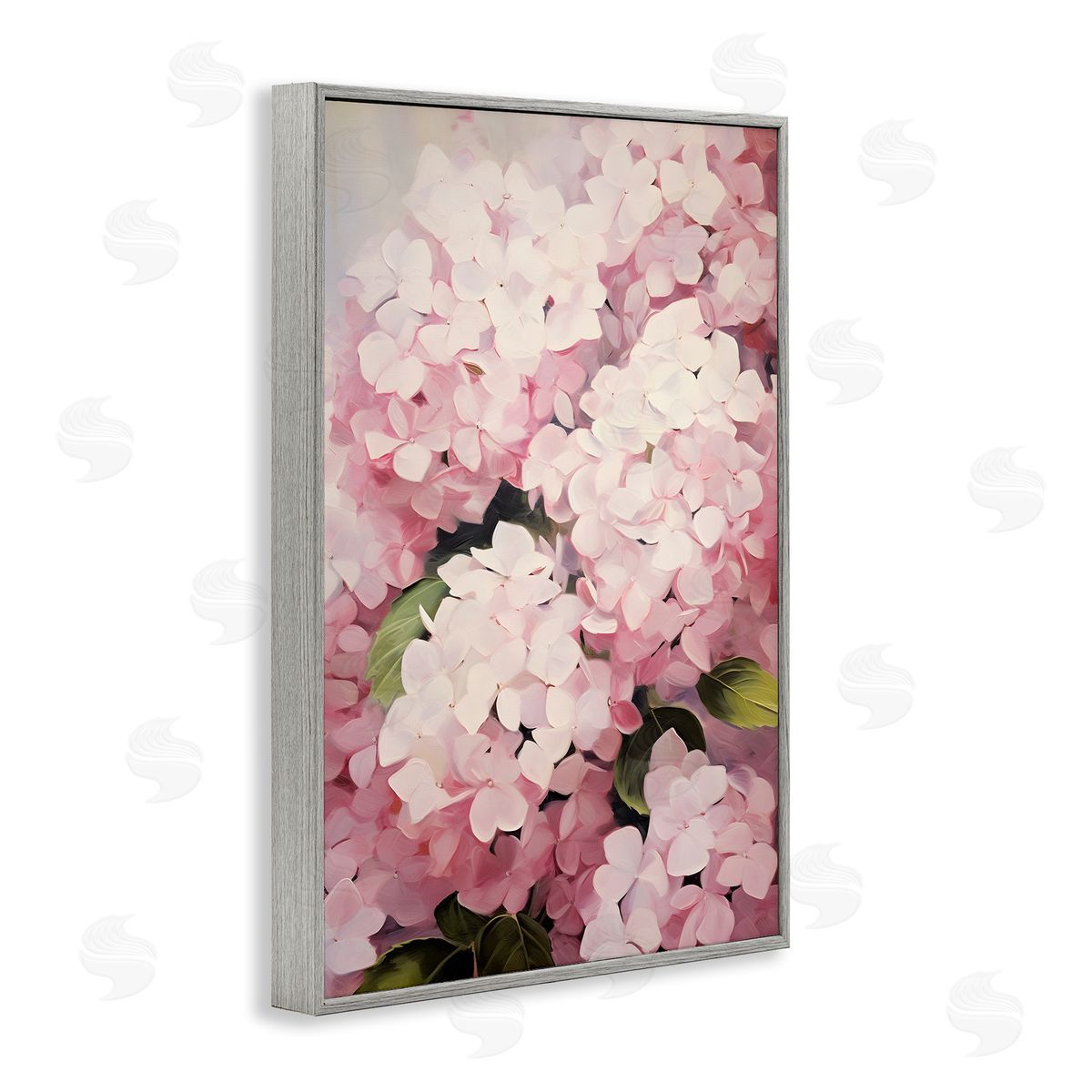 Blush Pink Hydrangeas Grey Frame Print Wall Art, Home Decor by Petals Prints Design