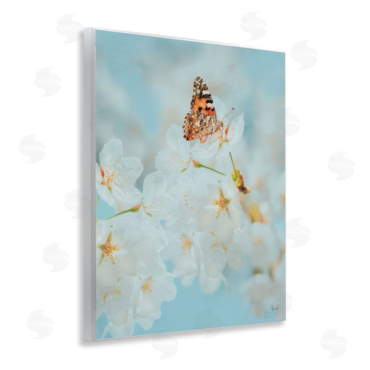 Pale Blossoms and Butterfly Wood Plaque Wall Art, Home Decor by Renel Peters