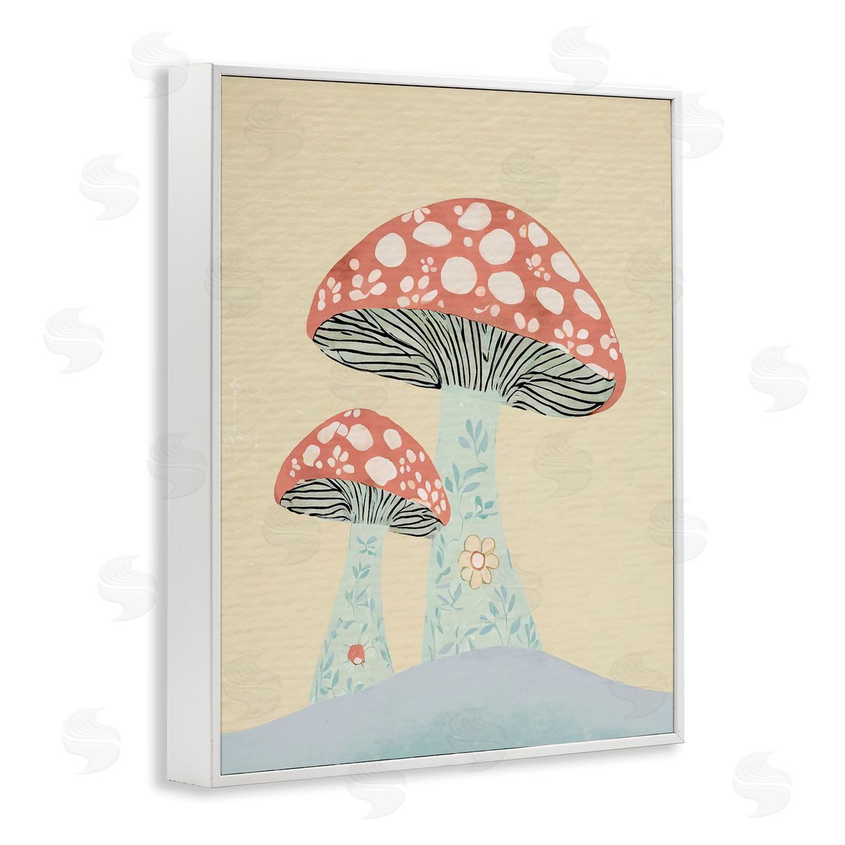 Floral Collaged Mushrooms White Frame Print Wall Art, Home Decor by Stupell Studio