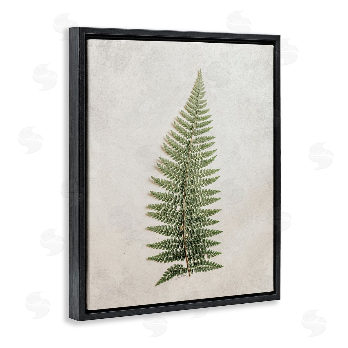 Detailed Fern Frond Black Floating Frame Canvas Wall Art, Home Decor by Jennifer Rigsby