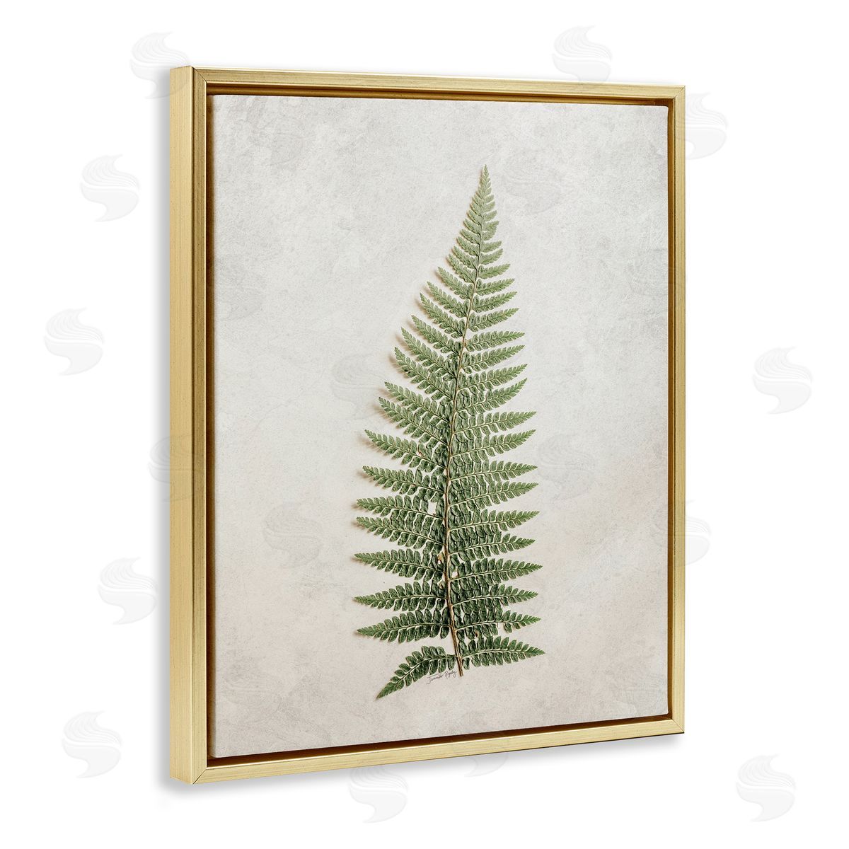 Detailed Fern Frond Gold Floating Frame Canvas Wall Art, Home Decor by Jennifer Rigsby