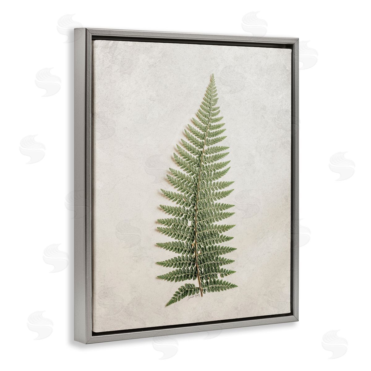 Detailed Fern Frond Grey Floating Frame Canvas Wall Art, Home Decor by Jennifer Rigsby