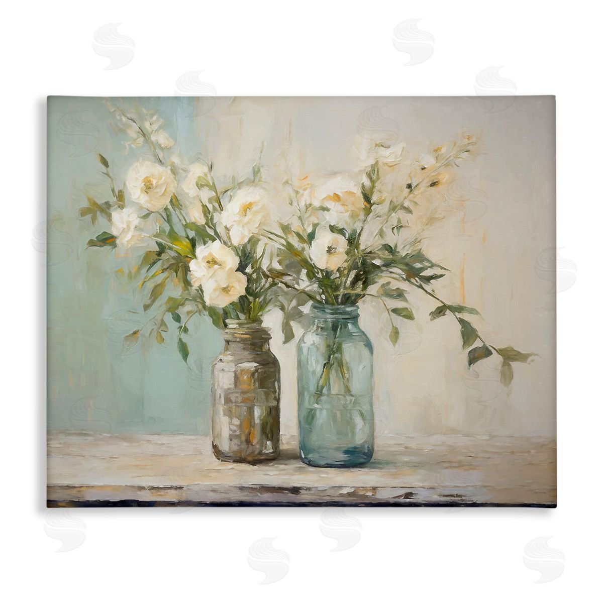 Mason Jar Bouquet Canvas Wall Art, Home Decor by Ramona Murdock