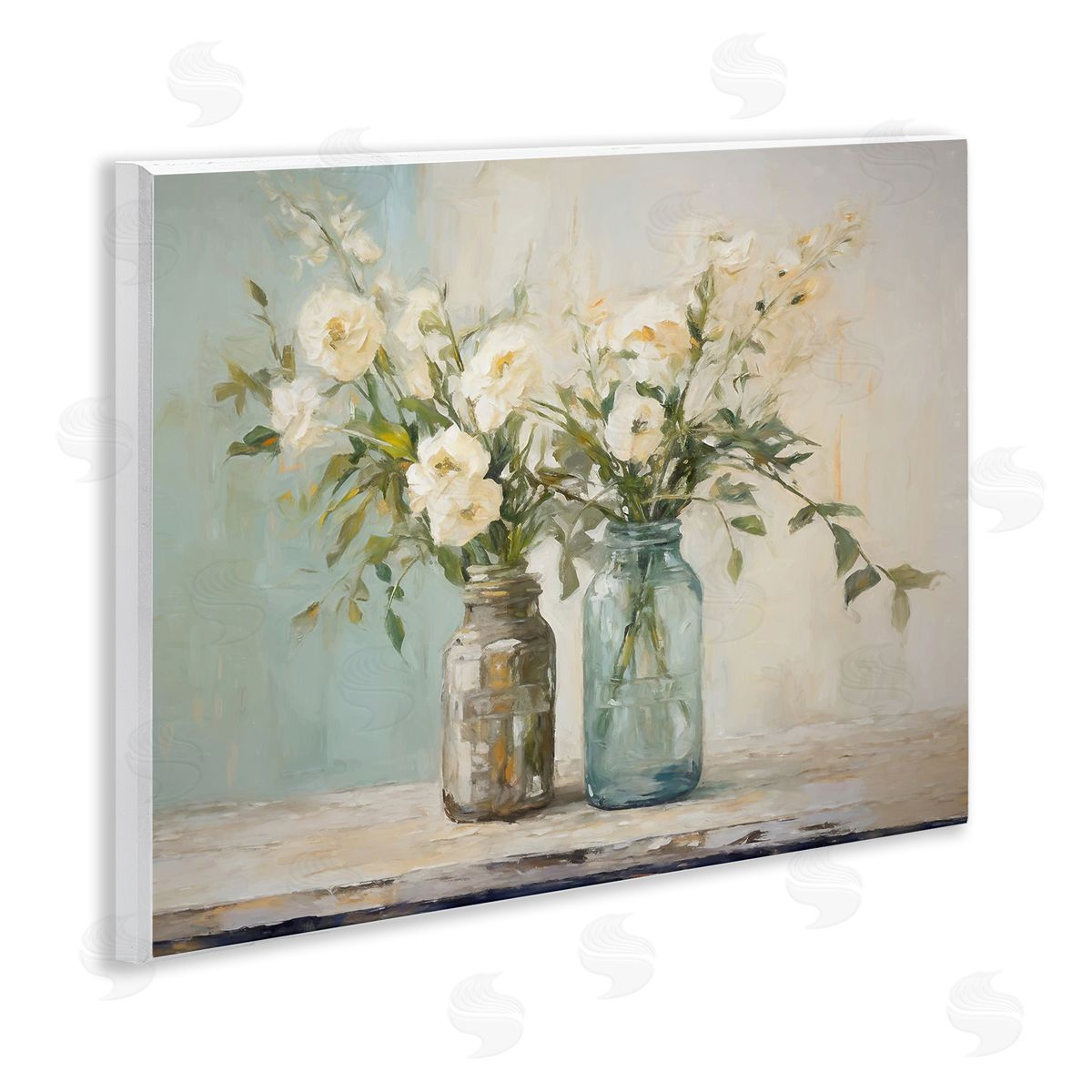 Mason Jar Bouquet Wood Plaque Wall Art, Home Decor by Ramona Murdock