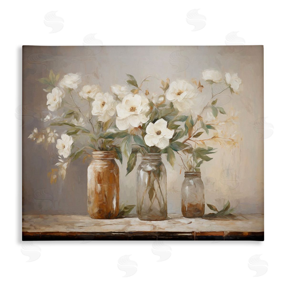 Country Magnolia Jars Canvas Wall Art, Home Decor by Ramona Murdock