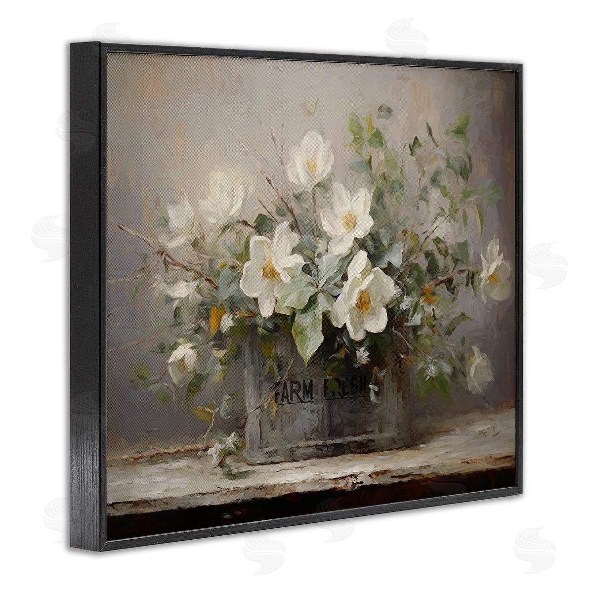 Country Farm Florals Black Frame Print Wall Art, Home Decor by Ramona Murdock