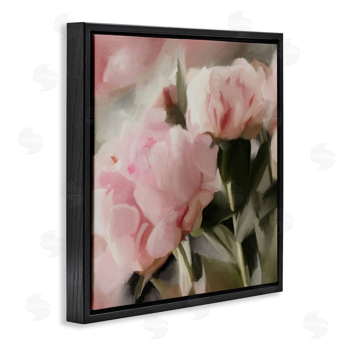 Soft Floral Arrangement Black Floating Frame Canvas Wall Art, Home Decor by Dan Meneely