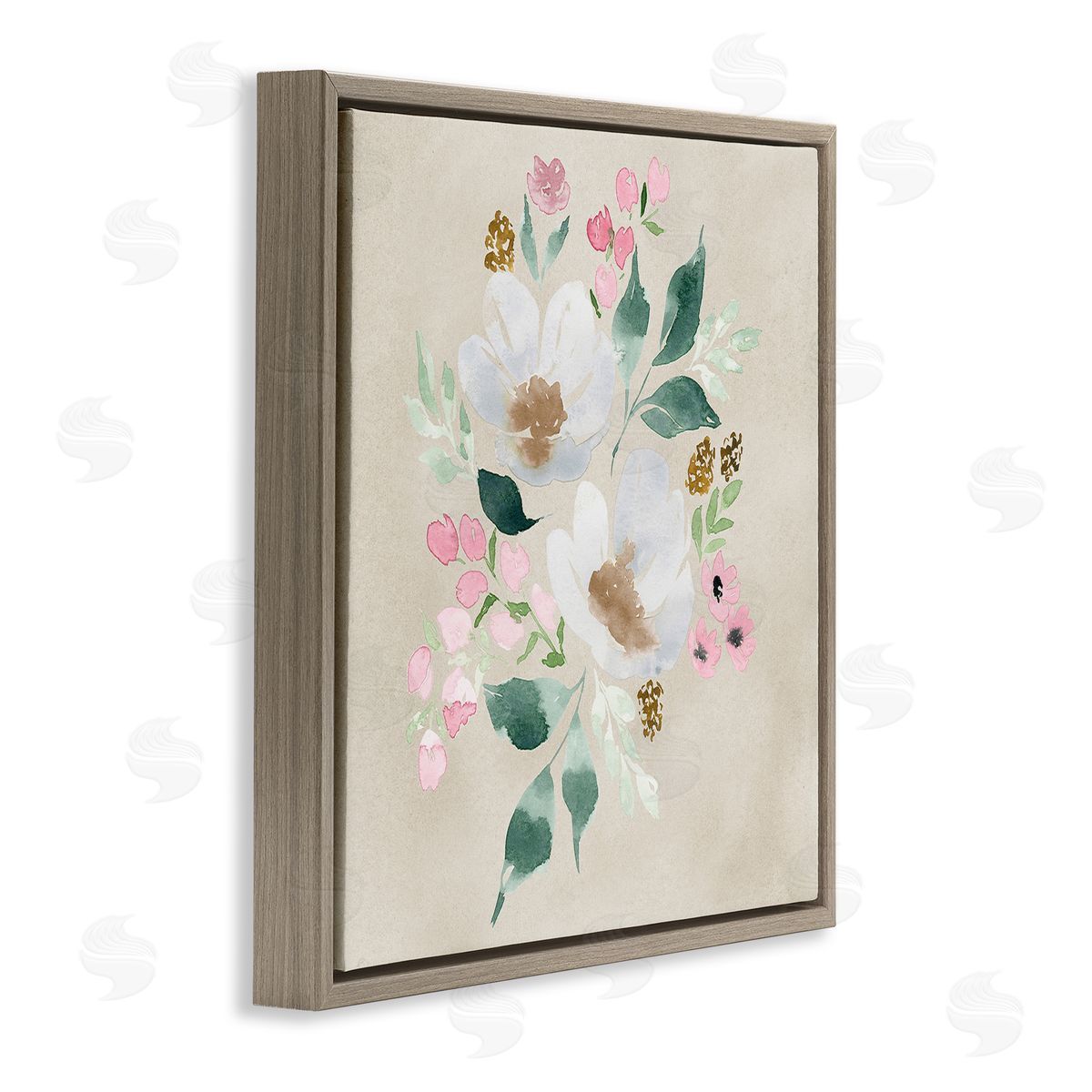 Neutral Floral Beauty Brown Floating Frame Canvas Wall Art, Home Decor by Lucille Price