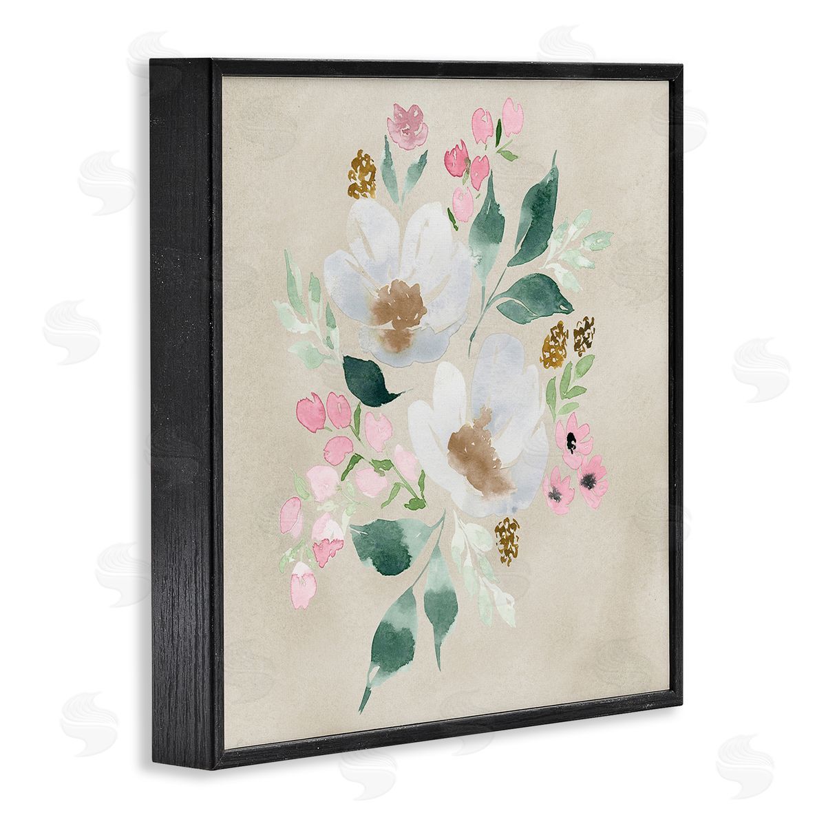 Neutral Floral Beauty Black Frame Print Wall Art, Home Decor by Lucille Price