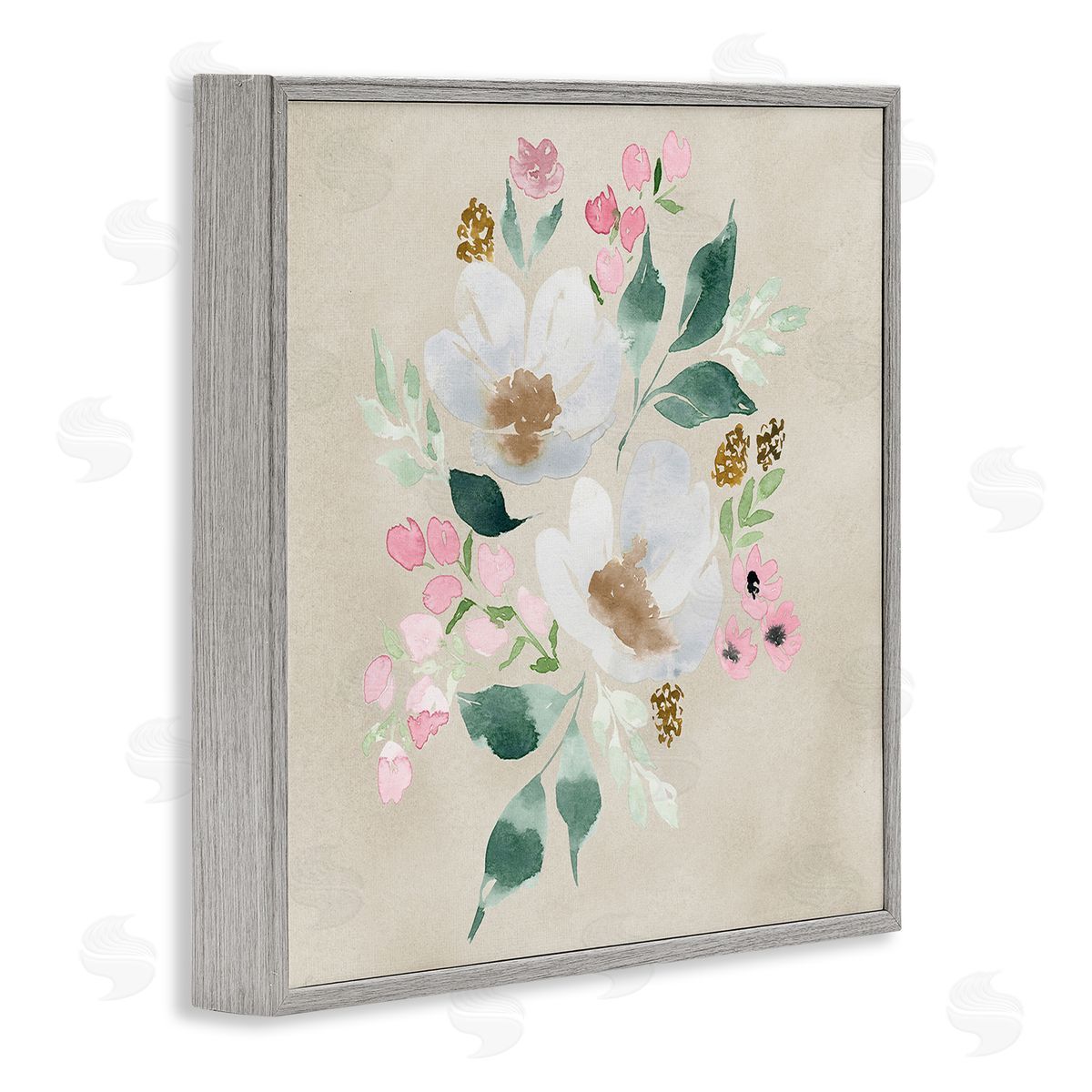 Neutral Floral Beauty Grey Frame Print Wall Art, Home Decor by Lucille Price