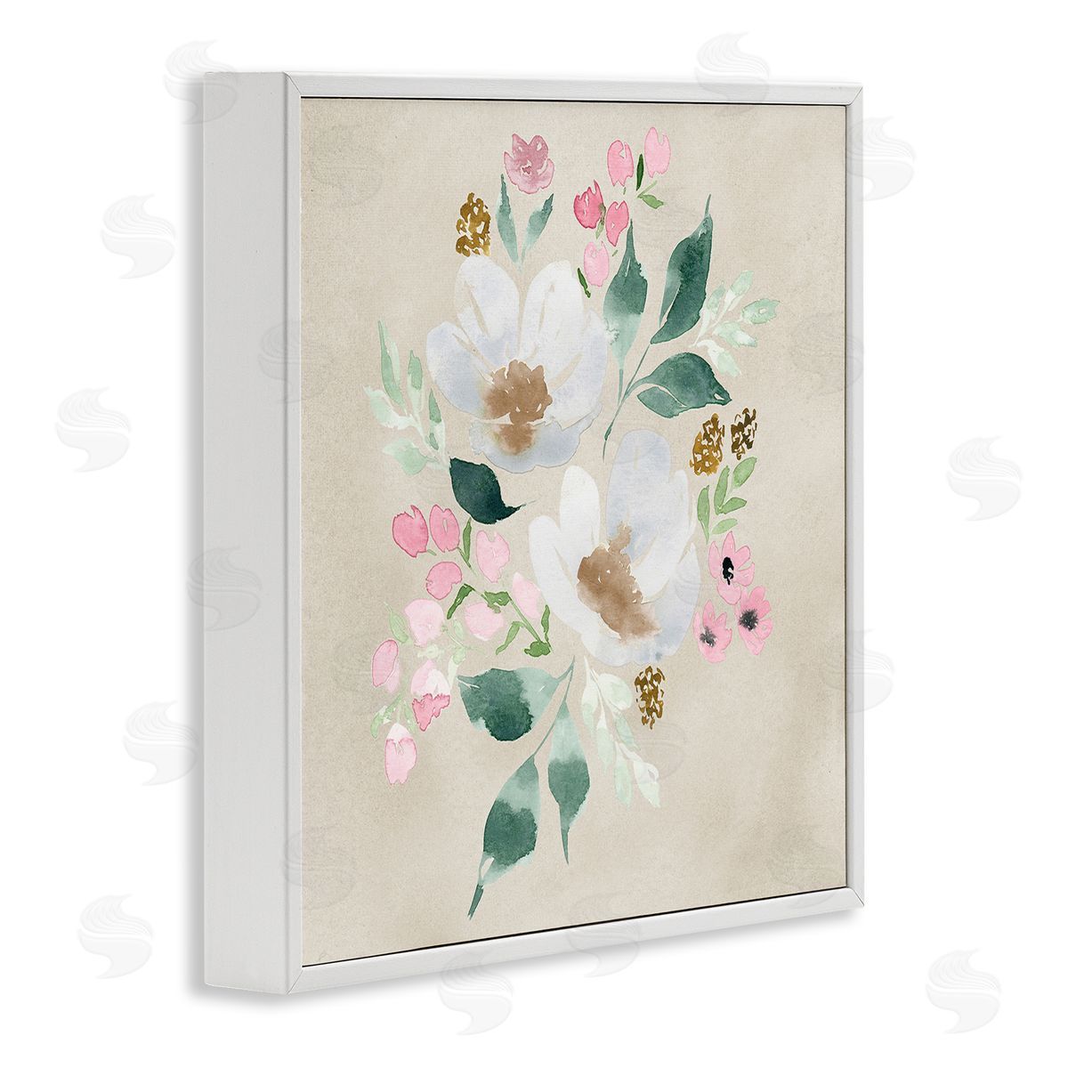 Neutral Floral Beauty White Frame Print Wall Art, Home Decor by Lucille Price