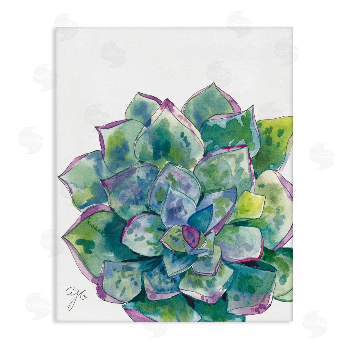 Abstract Succulent Watercolor Canvas Wall Art, Home Decor by Alexandria Gilbert Kincaid
