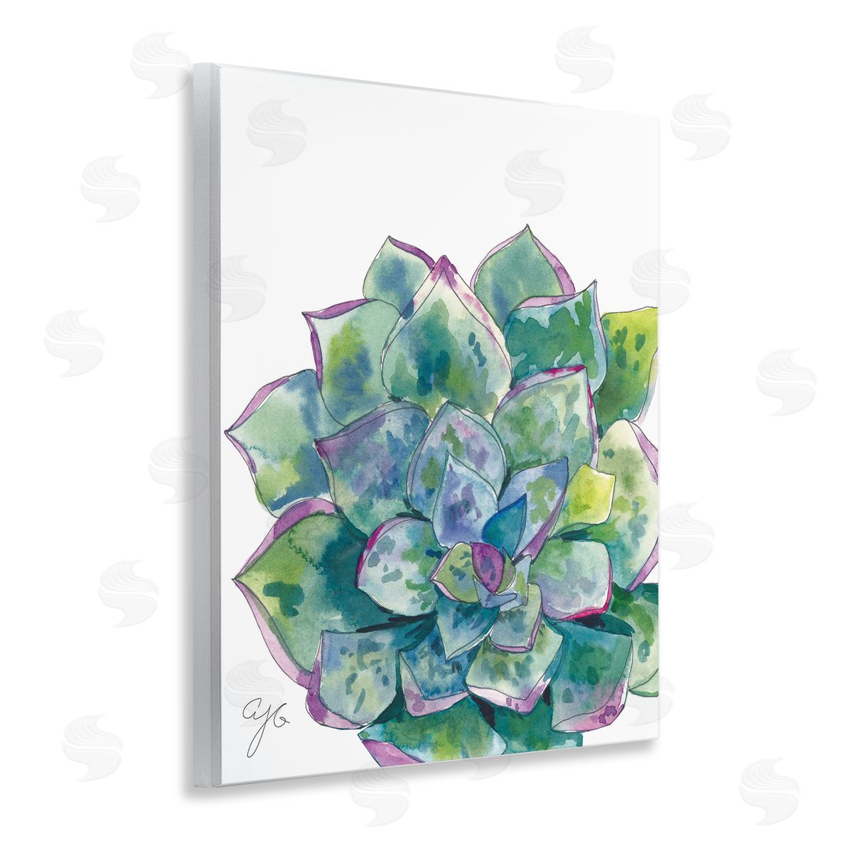 Abstract Succulent Watercolor Wood Plaque Wall Art, Home Decor by Alexandria Gilbert Kincaid