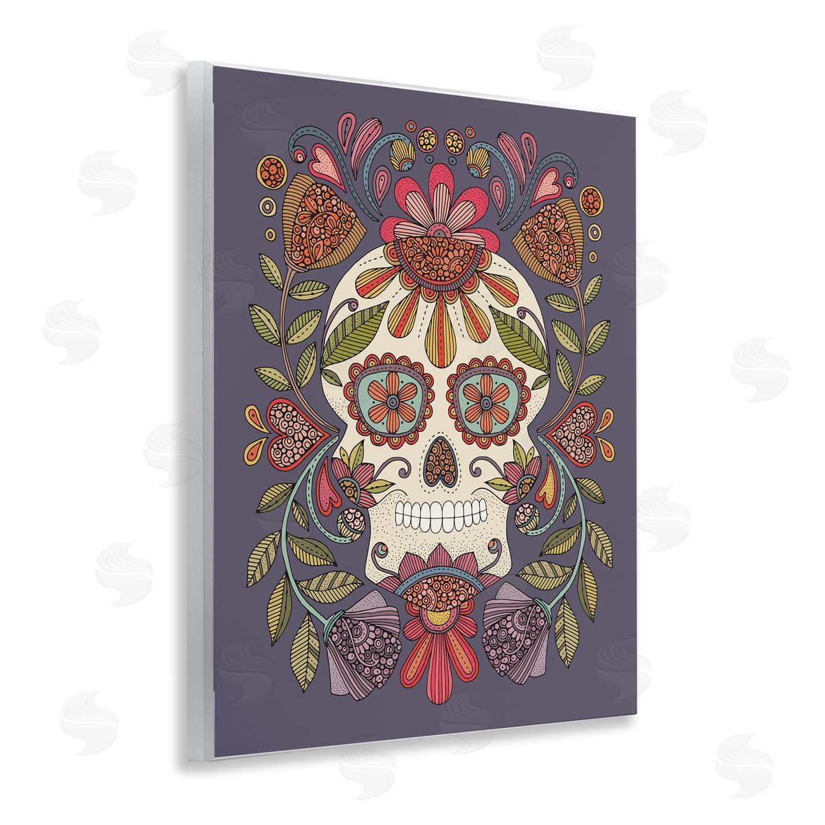 Patterned Sugar Skull Wood Plaque Wall Art, Home Decor by Valentina Harper