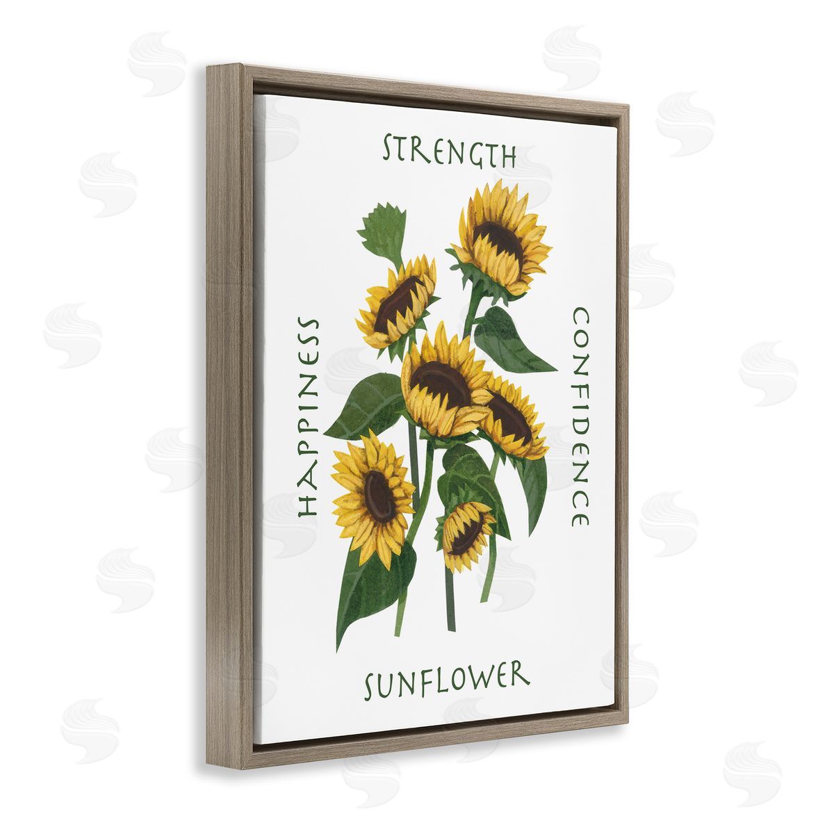 Inspirational Words Sunflower Brown Floating Frame Canvas Wall Art, Home Decor by Nancy Overton