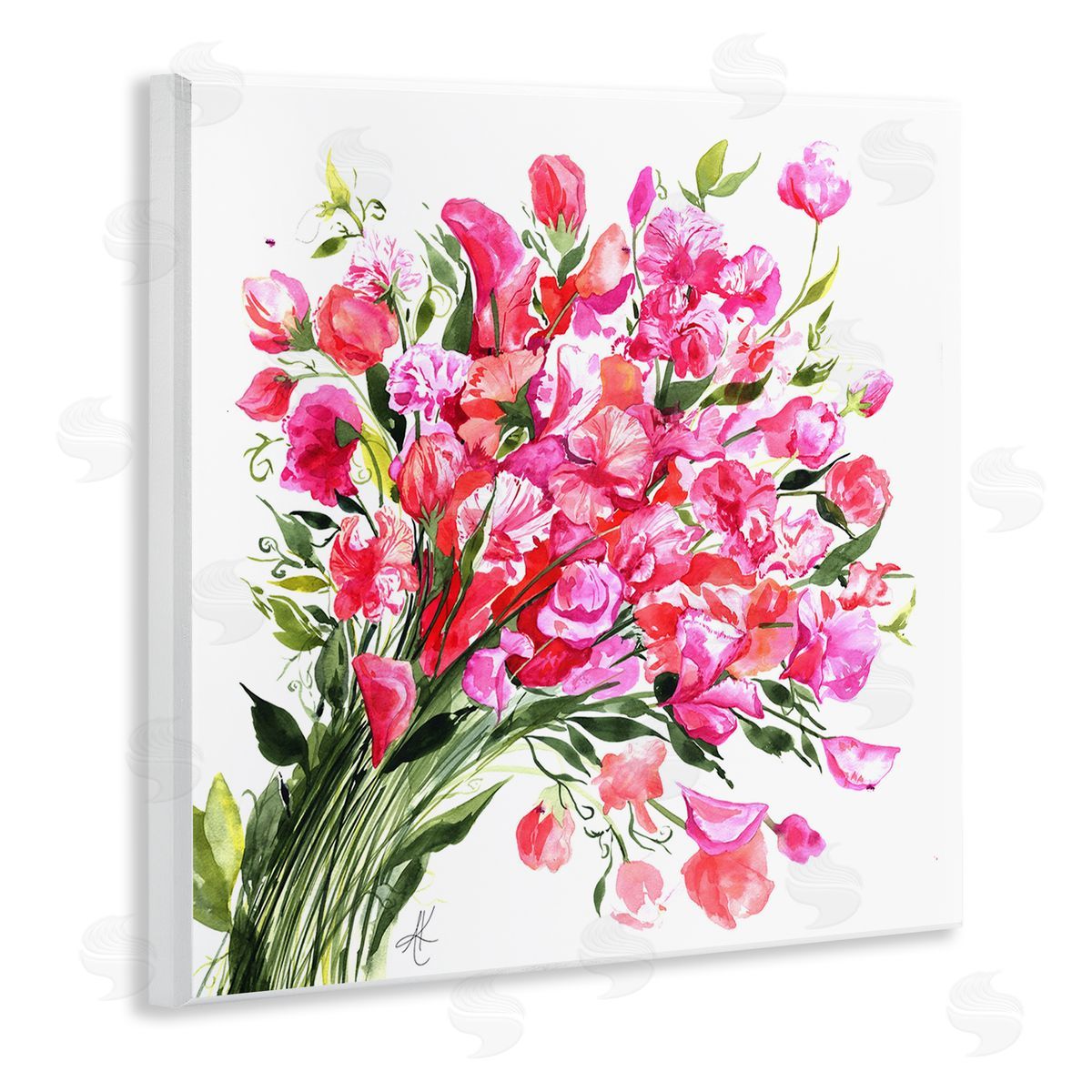 Sweet Pea Bouquet Wood Plaque Wall Art, Home Decor by Alexandria Gilbert Kincaid