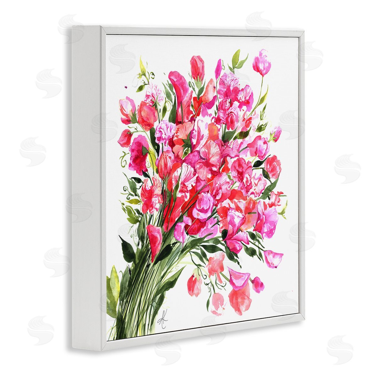 Sweet Pea Bouquet White Frame Print Wall Art, Home Decor by Alexandria Gilbert Kincaid